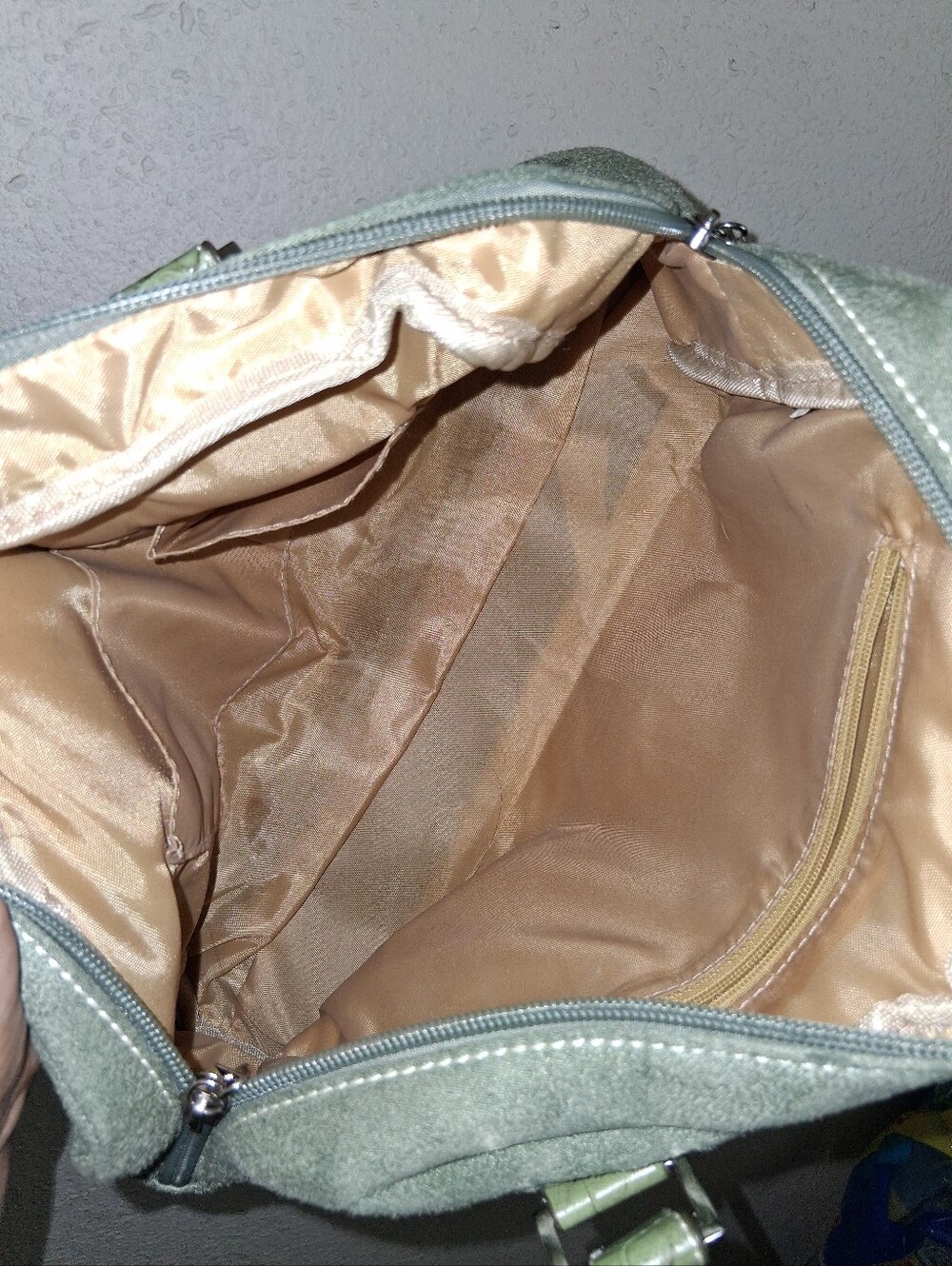 Green Faux Suede Shoulder Bag - Picture 5 of 7